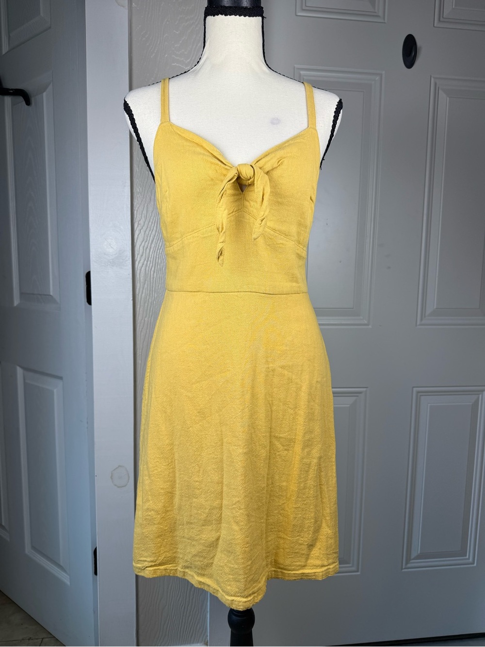 Hollister Yellow Tie-Front Spaghetti Strap Mini Dress
